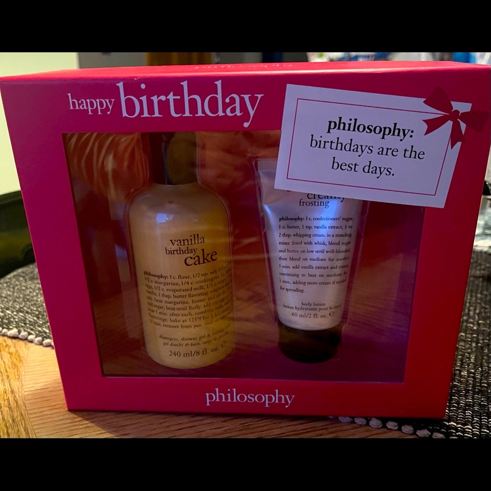 A happy birthday philosophy baths set.  Never opened.